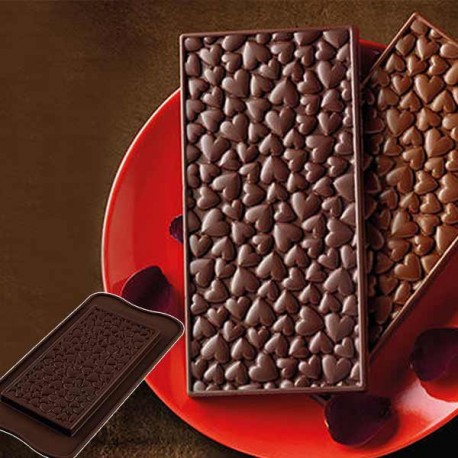 Molde Silicone Tablete Corações Chocolate