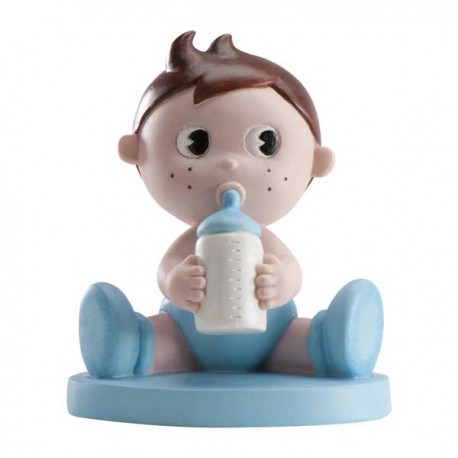 Bebe menino com biberon