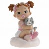 Menina 10cm com Gato | Batizado | Baby Shower