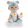 Topo de Bolo Menino 10cm com Biberon Batizado Baby Shower