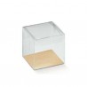 Caixa Pvc Transparente 9X9cm Base dourada