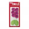 Flores de Açúcar Fuschia e Folhas