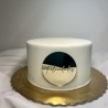 Topo de Bolo " Felicidades" Disco Dourado 6 cm