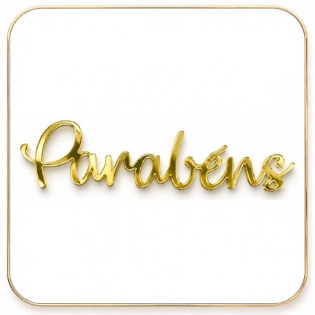 Topo de Bolo "Parabéns" Letras Douradas 6 cm