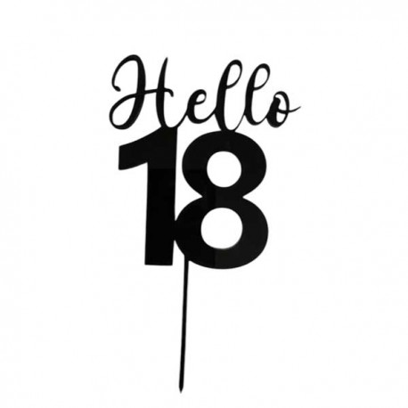 Topo de Bolo " Hello 18" 