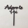 Topo de Bolo " Adoro-te Pai " Preto 7cm