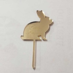 Topo de Bolo Feliz Páscoa Dourado| Cake Topper Acrílico