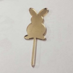 Topo de Bolo Feliz Páscoa Dourado| Cake Topper Acrílico