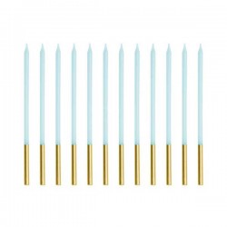 Velas Aniversario Azul e Dourado 14cm Cj.12
