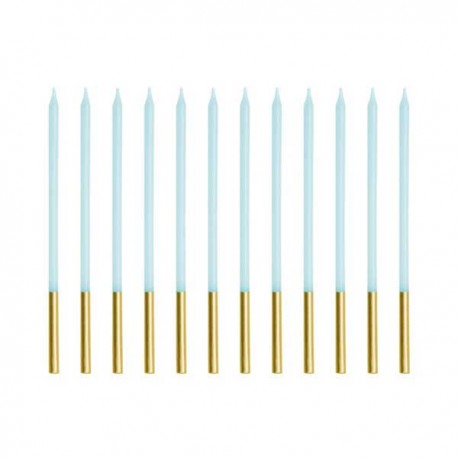 Velas Aniversario Azul e Dourado 14cm Cj.12