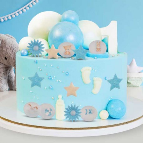 Decorações Hóstia Mix Bebe Azul 