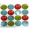 Etiquetas Feliz Natal 5cm Cores Sort. Cj.16