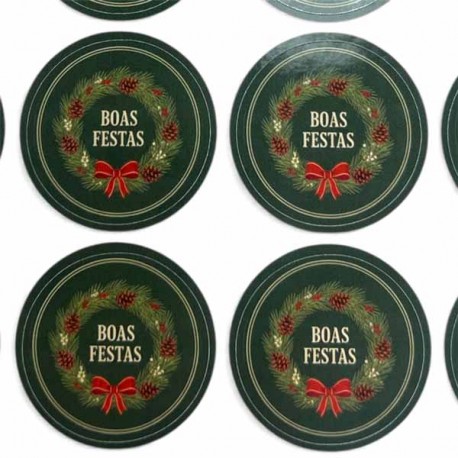Etiquetas Natal Boas Festas 4cm Cj.20