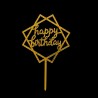 Topo de Bolo Happy Birthday Dourado Est.
