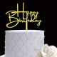 Topo de Bolo Happy Birthday Dourado