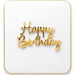 Topo de Bolo "Happy Birthday" Letras Douradas 