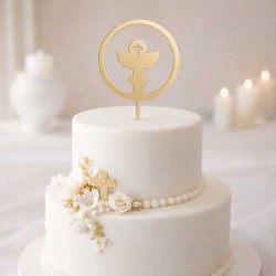 Topo de Bolo Calice Comunhão Dourado 9cm