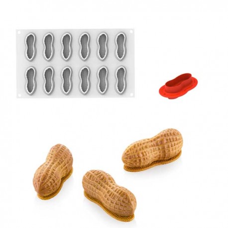 Molde Silicone Amendoim + Cortante Silikomart