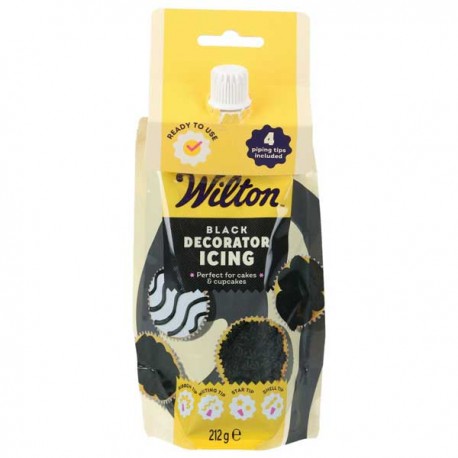 Royal Icing Preto Pronto a usar + 4 boquilhas 