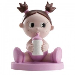 Bebe menina com biberon