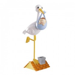 Cegonha com Menino 18cm