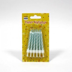 Velas Torcidas Azuis 6cm -Conjunto de 10