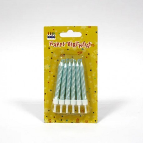 Velas Torcidas Azuis 6cm -Conjunto de 10